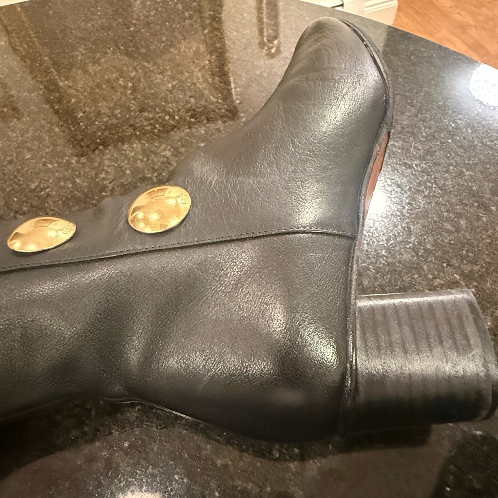 Chloe Black Boots with Gold Accents - Picture 7 of 8